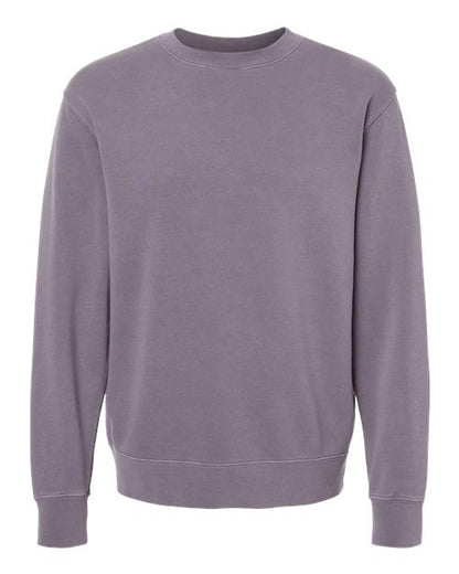 Independent Trading Co. Midweight Pigment-Dyed Crewneck Sweatshirt PRM3500 Pigment Plum Custom Embroidered Business Logo