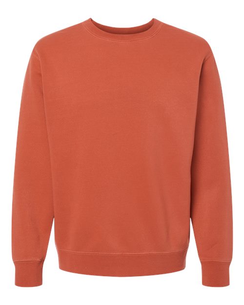 Independent Trading Co. Midweight Pigment-Dyed Crewneck Sweatshirt PRM3500 Pigment Amber Custom Embroidered Business Logo