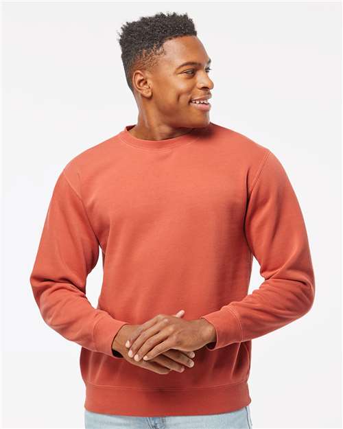 Independent Trading Co. Midweight Pigment-Dyed Crewneck Sweatshirt PRM3500 Pigment Alpine Green Custom Embroidered Business Logo