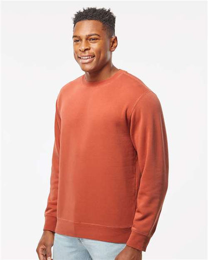 Independent Trading Co. Midweight Pigment-Dyed Crewneck Sweatshirt PRM3500 Pigment Amber Custom Embroidered Business Logo