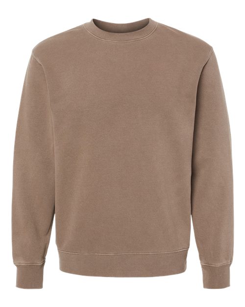 Independent Trading Co. Midweight Pigment-Dyed Crewneck Sweatshirt PRM3500 Pigment Clay Custom Embroidered Business Logo