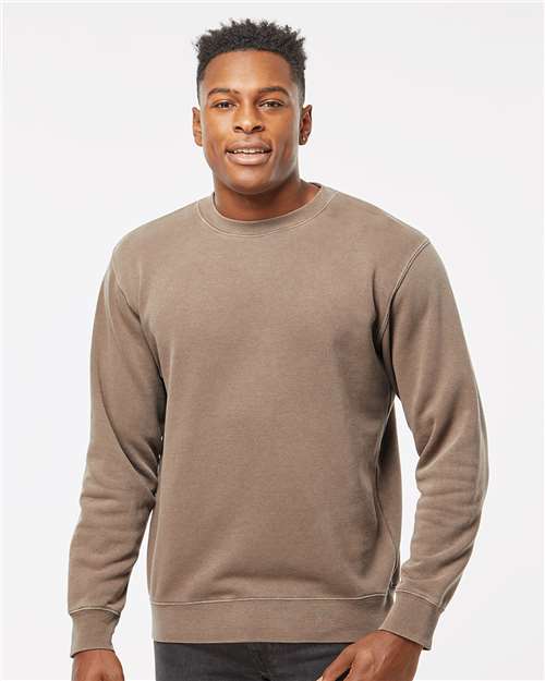 Independent Trading Co. Midweight Pigment-Dyed Crewneck Sweatshirt PRM3500 Pigment Cement Custom Embroidered Business Logo