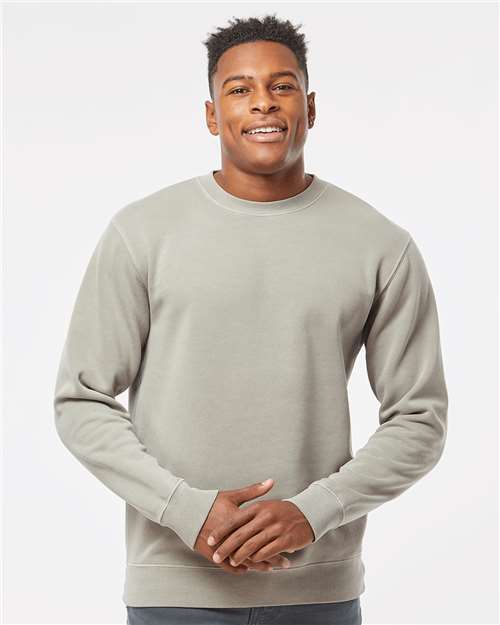 Independent Trading Co. Midweight Pigment-Dyed Crewneck Sweatshirt PRM3500 Pigment Black Custom Embroidered Business Logo