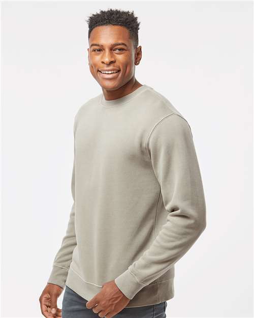 Independent Trading Co. Midweight Pigment-Dyed Crewneck Sweatshirt PRM3500 Pigment Cement Custom Embroidered Business Logo