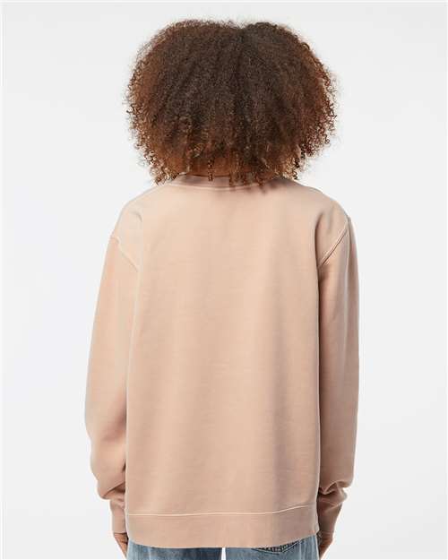 Independent Trading Co. Midweight Pigment-Dyed Crewneck Sweatshirt PRM3500 Pigment Dusty Pink Custom Embroidered Business Logo