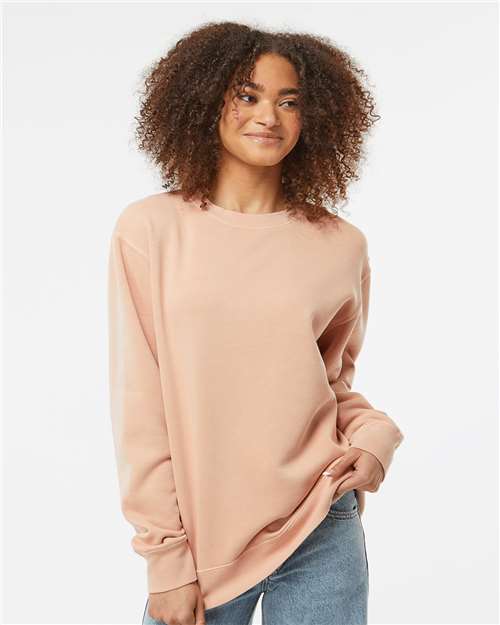 Custom Embroidered  Independent Trading Co. Midweight Pigment-Dyed Crewneck Sweatshirt PRM3500 Pigment Dusty Pink