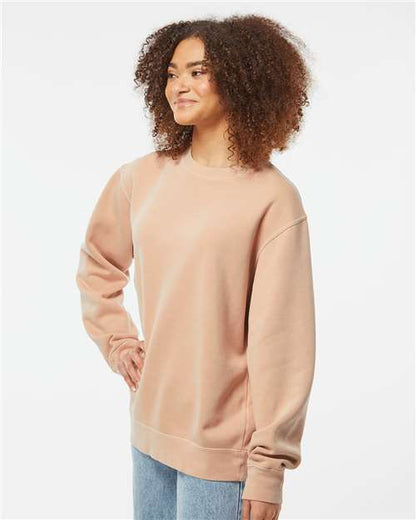 Independent Trading Co. Midweight Pigment-Dyed Crewneck Sweatshirt PRM3500 Pigment Dusty Pink Custom Embroidered Business Logo