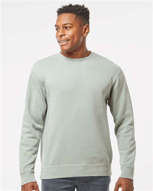 Custom Embroidered  Independent Trading Co. Midweight Pigment-Dyed Crewneck Sweatshirt PRM3500 Pigment Sage