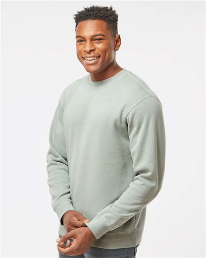 Independent Trading Co. Midweight Pigment-Dyed Crewneck Sweatshirt PRM3500 Pigment Sage Custom Embroidered Business Logo