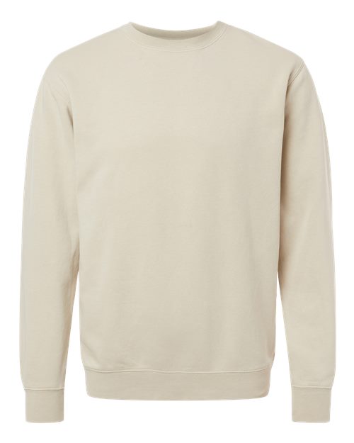Independent Trading Co. Midweight Pigment-Dyed Crewneck Sweatshirt PRM3500 Pigment Ivory Custom Embroidered Business Logo