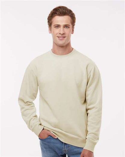 Custom Embroidered  Independent Trading Co. Midweight Pigment-Dyed Crewneck Sweatshirt PRM3500 Pigment Ivory