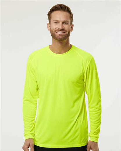 Custom Embroidered  Paragon Long Islander Performance Long Sleeve T-Shirt 210 Safety Green