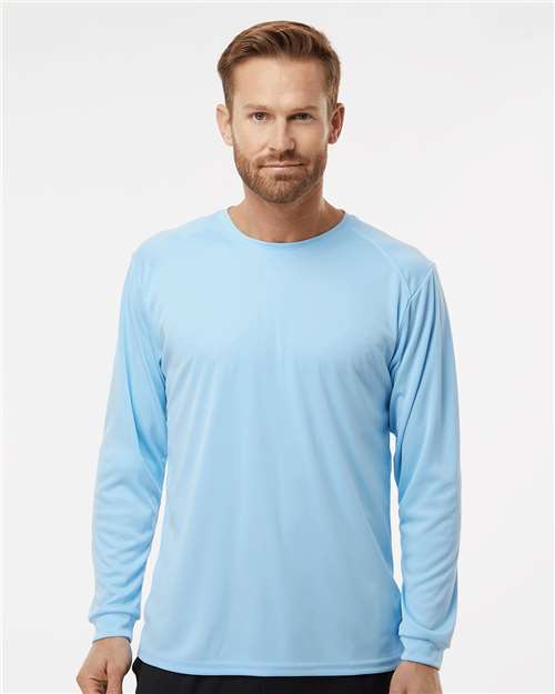 Custom Embroidered  Paragon Long Islander Performance Long Sleeve T-Shirt 210 Blue Mist