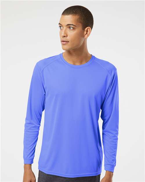 Custom Embroidered  Paragon Long Islander Performance Long Sleeve T-Shirt 210 Bimini Blue