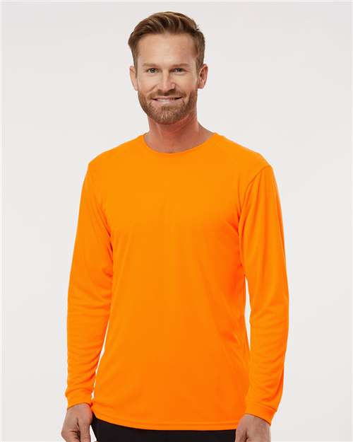 Custom Embroidered  Paragon Long Islander Performance Long Sleeve T-Shirt 210 Neon Orange