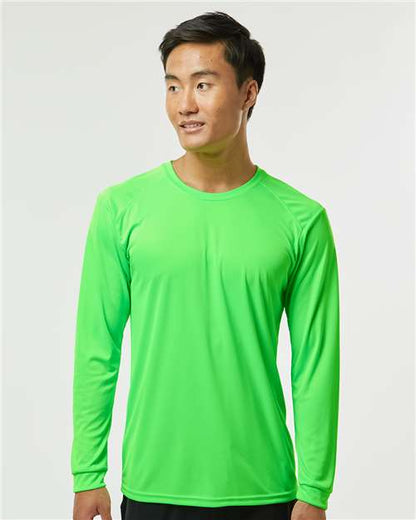 Custom Embroidered  Paragon Long Islander Performance Long Sleeve T-Shirt 210 Neon Lime