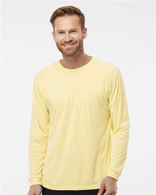 Custom Embroidered  Paragon Long Islander Performance Long Sleeve T-Shirt 210 Pale Yellow