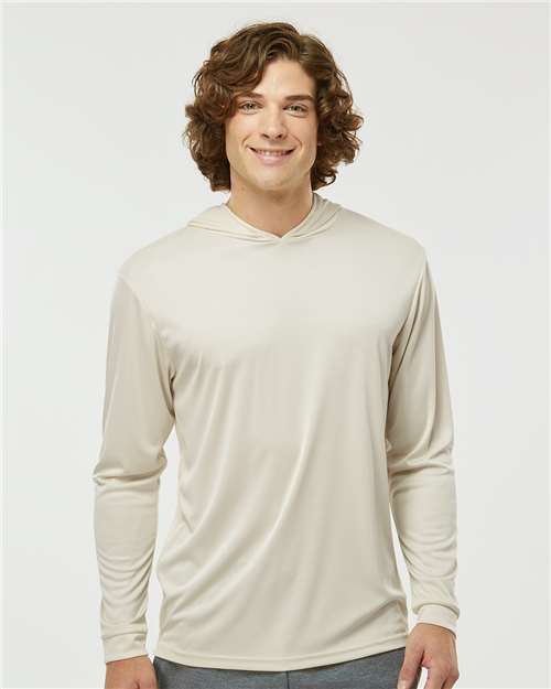 Custom Embroidered  Paragon Bahama Performance Hooded Long Sleeve T-Shirt 220 Sand