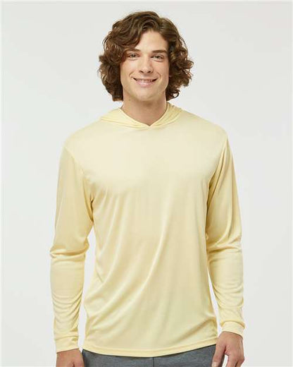 Custom Embroidered  Paragon Bahama Performance Hooded Long Sleeve T-Shirt 220 Pale Yellow