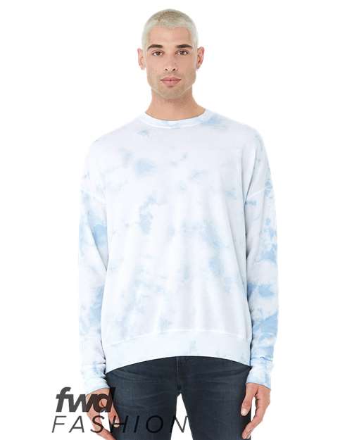 BELLA + CANVAS FWD Fashion Tie-Dyed Crewneck Sweatshirt 3945RD Custom Embroidered Business Logo