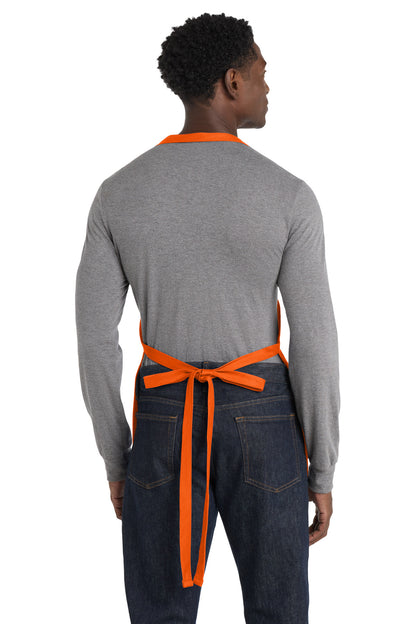 Custom Embroidered Port Authority Medium-Length Apron with Pouch Pockets.  A510,Orange