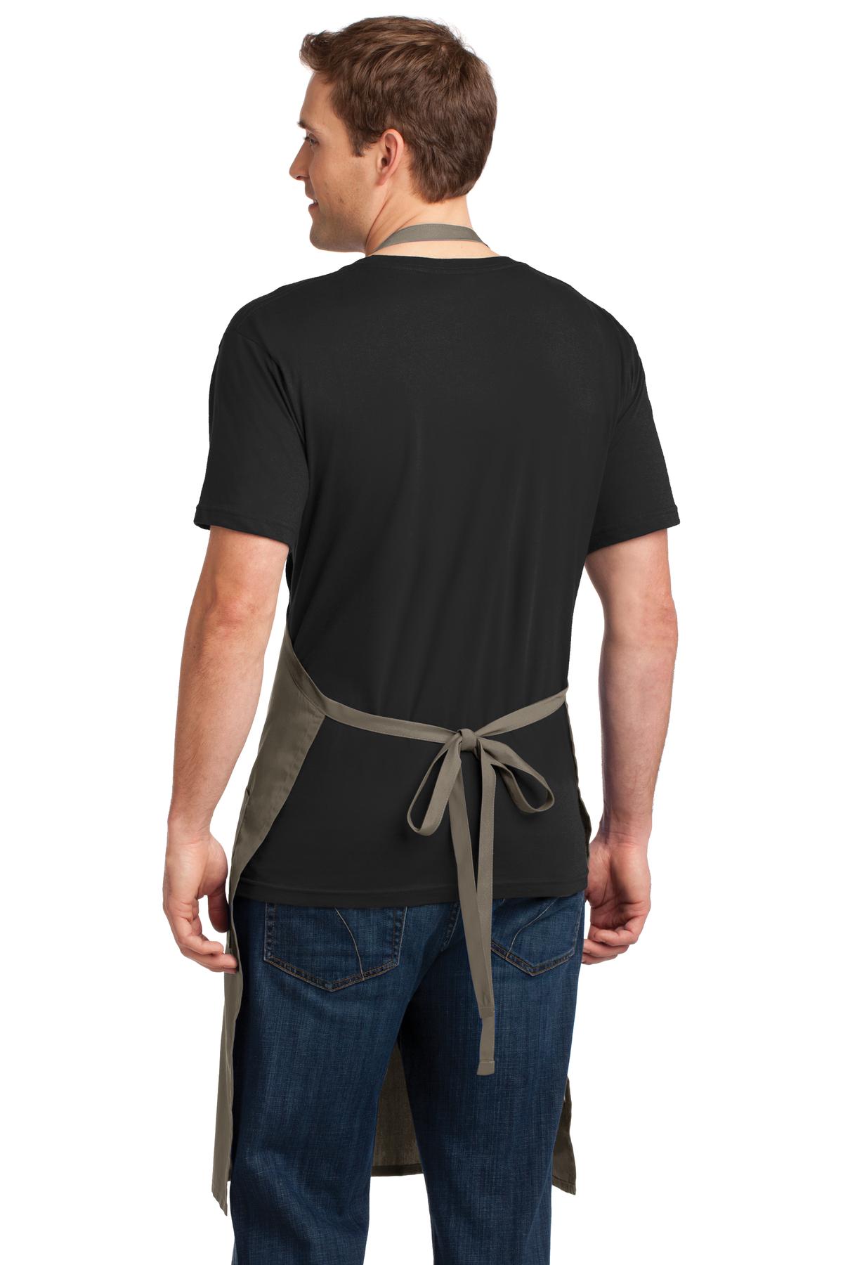 Custom Embroidered Port Authority Easy Care Extra Long Bib Apron with Stain Release. A700,Khaki