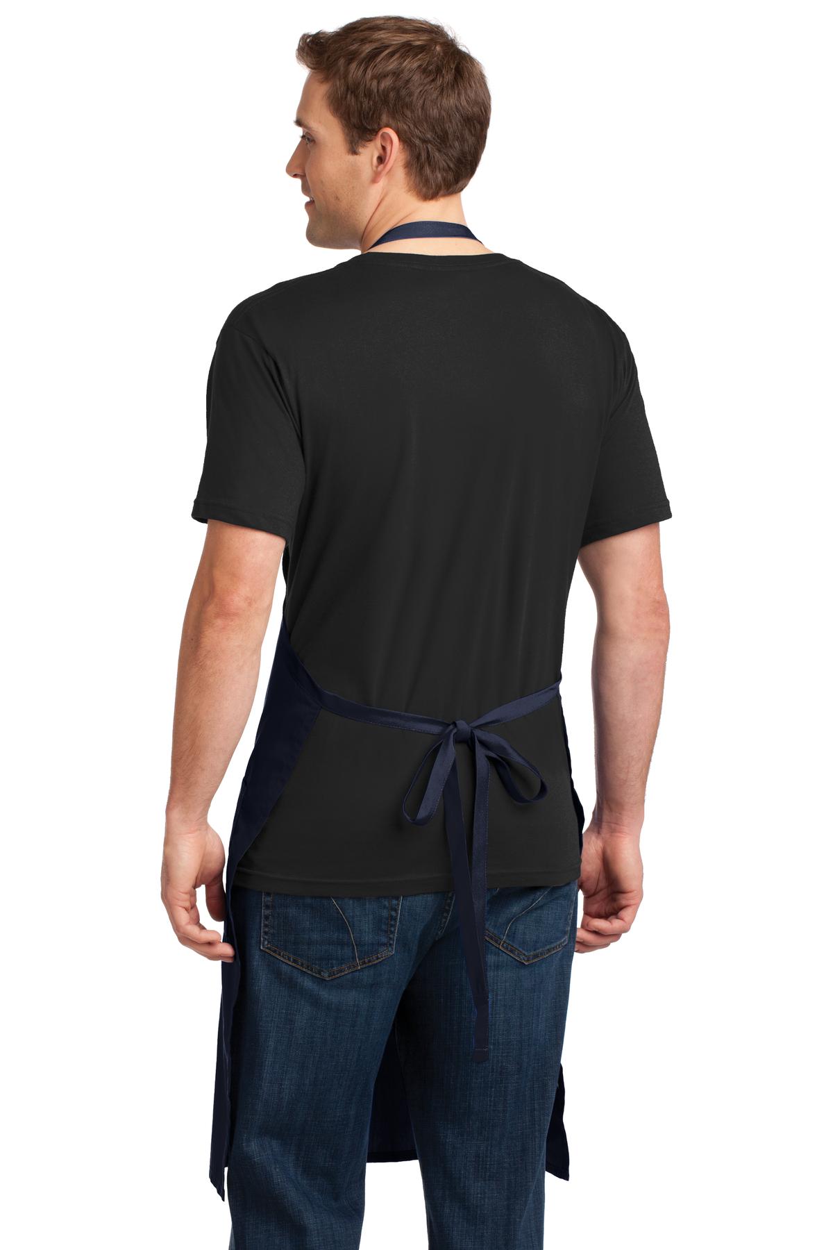 Custom Embroidered Port Authority Easy Care Extra Long Bib Apron with Stain Release. A700,Navy