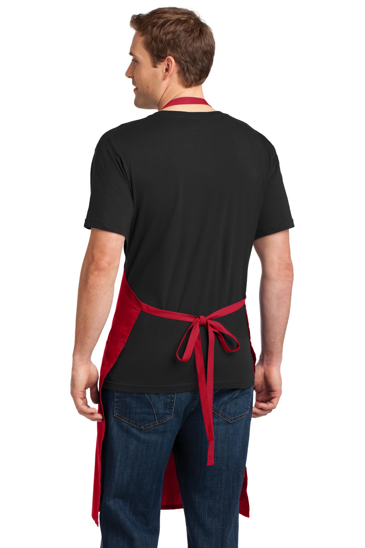 Custom Embroidered Port Authority Easy Care Extra Long Bib Apron with Stain Release. A700,Red
