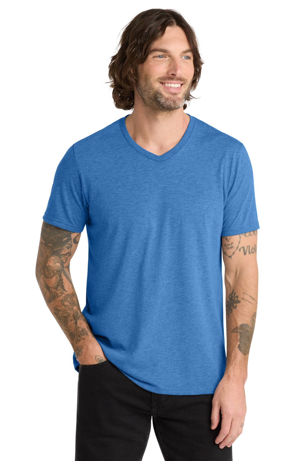 Custom Embroidered AllMade T-Shirts  in Azure Blue