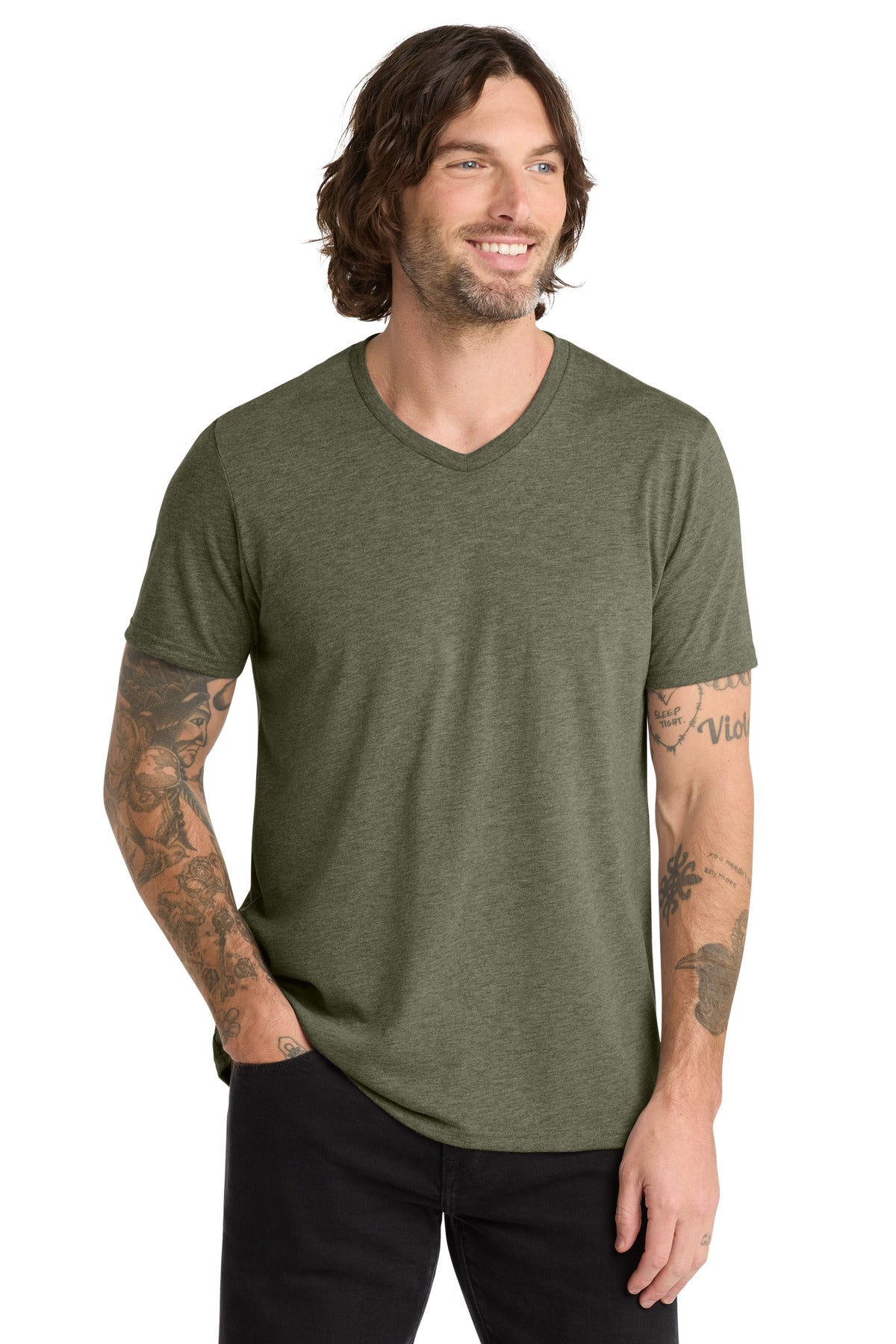 Custom Embroidered AllMade T-Shirts  in Olive You Green