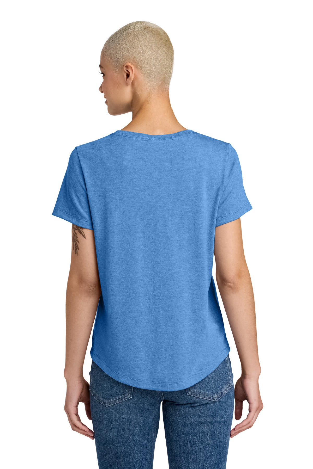 Custom Embroidered Allmade Women's Relaxed Tri-Blend Scoop Neck Tee AL2015,Azure Blue