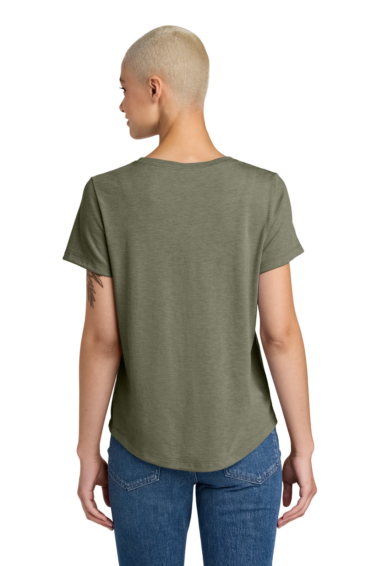 Custom Embroidered Allmade Women's Relaxed Tri-Blend Scoop Neck Tee AL2015,Olive You Green