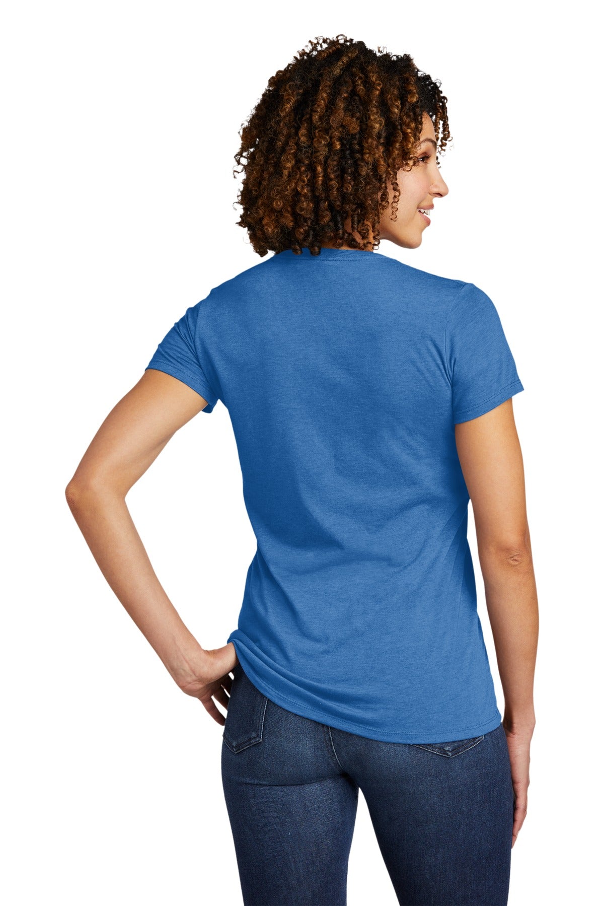 Custom Embroidered Allmade  Women's Tri-Blend V-Neck Tee AL2018,Azure Blue