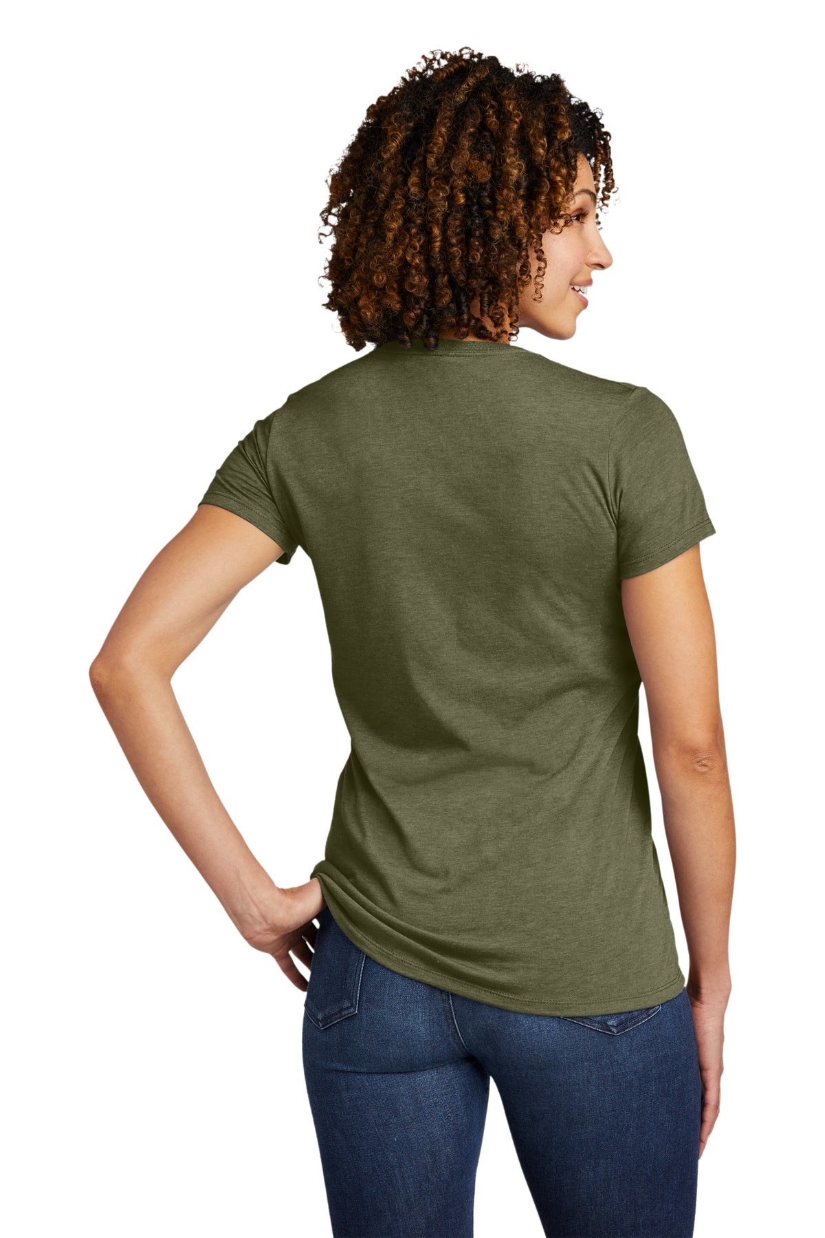 Custom Embroidered Allmade  Women's Tri-Blend V-Neck Tee AL2018,Olive You Green