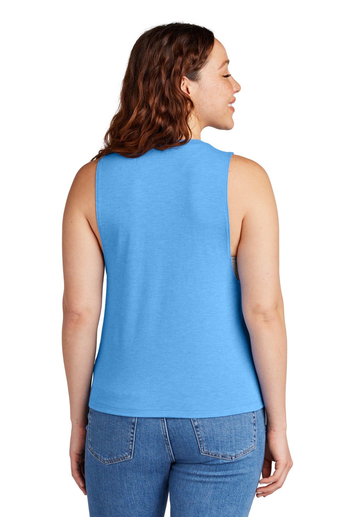 Custom Embroidered Allmade Women's Tri-Blend Muscle Tank AL2020,Azure Blue