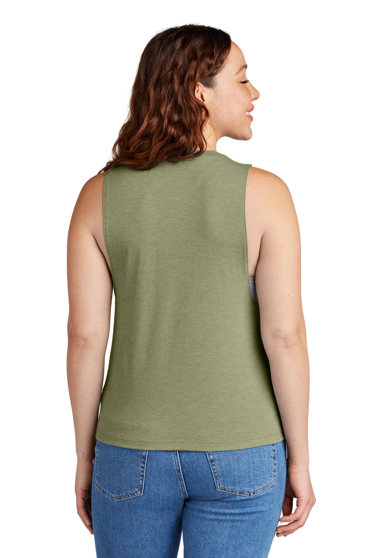 Custom Embroidered Allmade Women's Tri-Blend Muscle Tank AL2020,Olive You Green