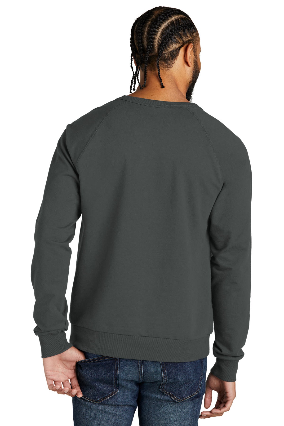 Custom Embroidered Allmade Unisex Organic French Terry Crewneck Sweatshirt AL4004,Terrain Grey