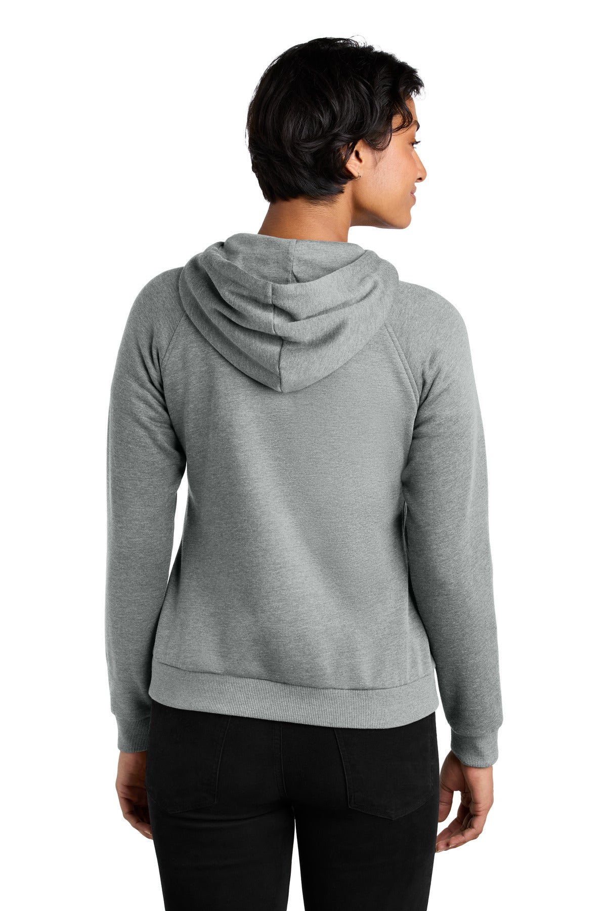 Custom Embroidered Allmade Women's Organic CVC Fleece Full-Zip Hoodie AL5003,Aluminum Grey Heather