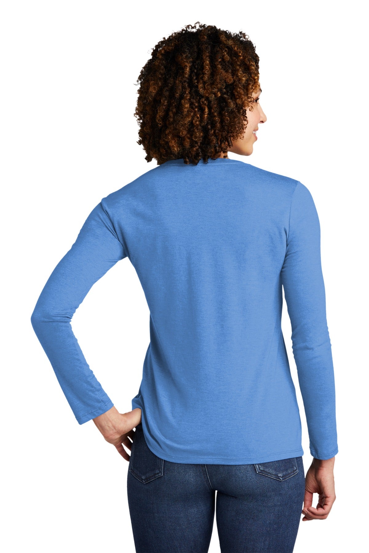Custom Embroidered Allmade   Women's Tri-Blend Long Sleeve Tee AL6008,Azure Blue