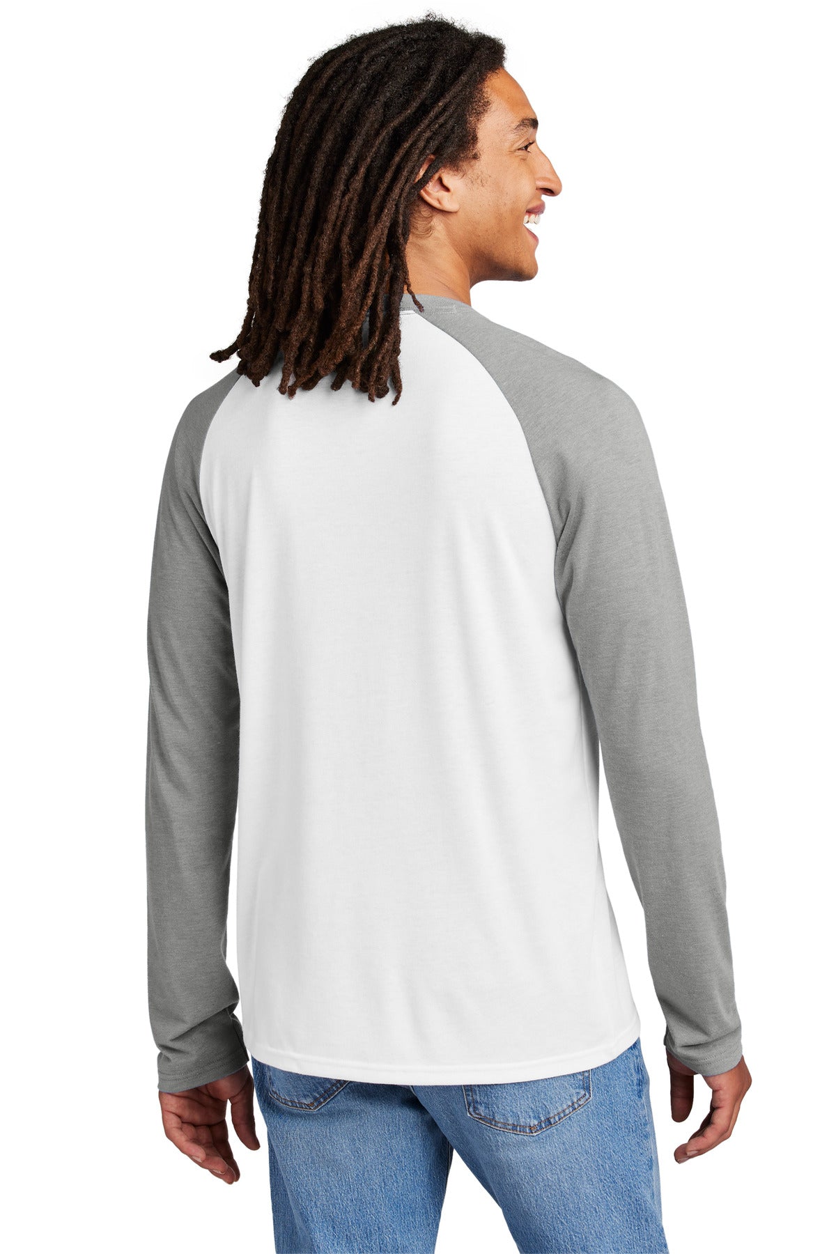 Custom Embroidered Allmade Unisex Tri-Blend Long Sleeve Colorblock Raglan AL6009,Aluminum Grey/ Bright White