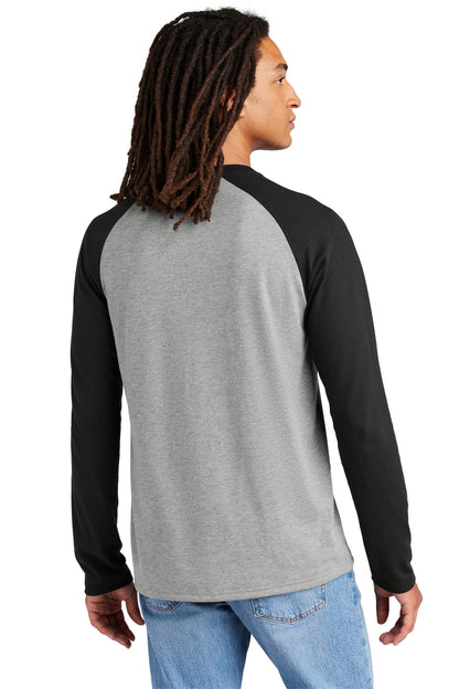 Custom Embroidered Allmade Unisex Tri-Blend Long Sleeve Colorblock Raglan AL6009,Deep Black/ Aluminum Grey