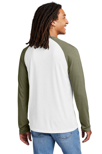 Custom Embroidered Allmade Unisex Tri-Blend Long Sleeve Colorblock Raglan AL6009,Olive You Green/ Bright White