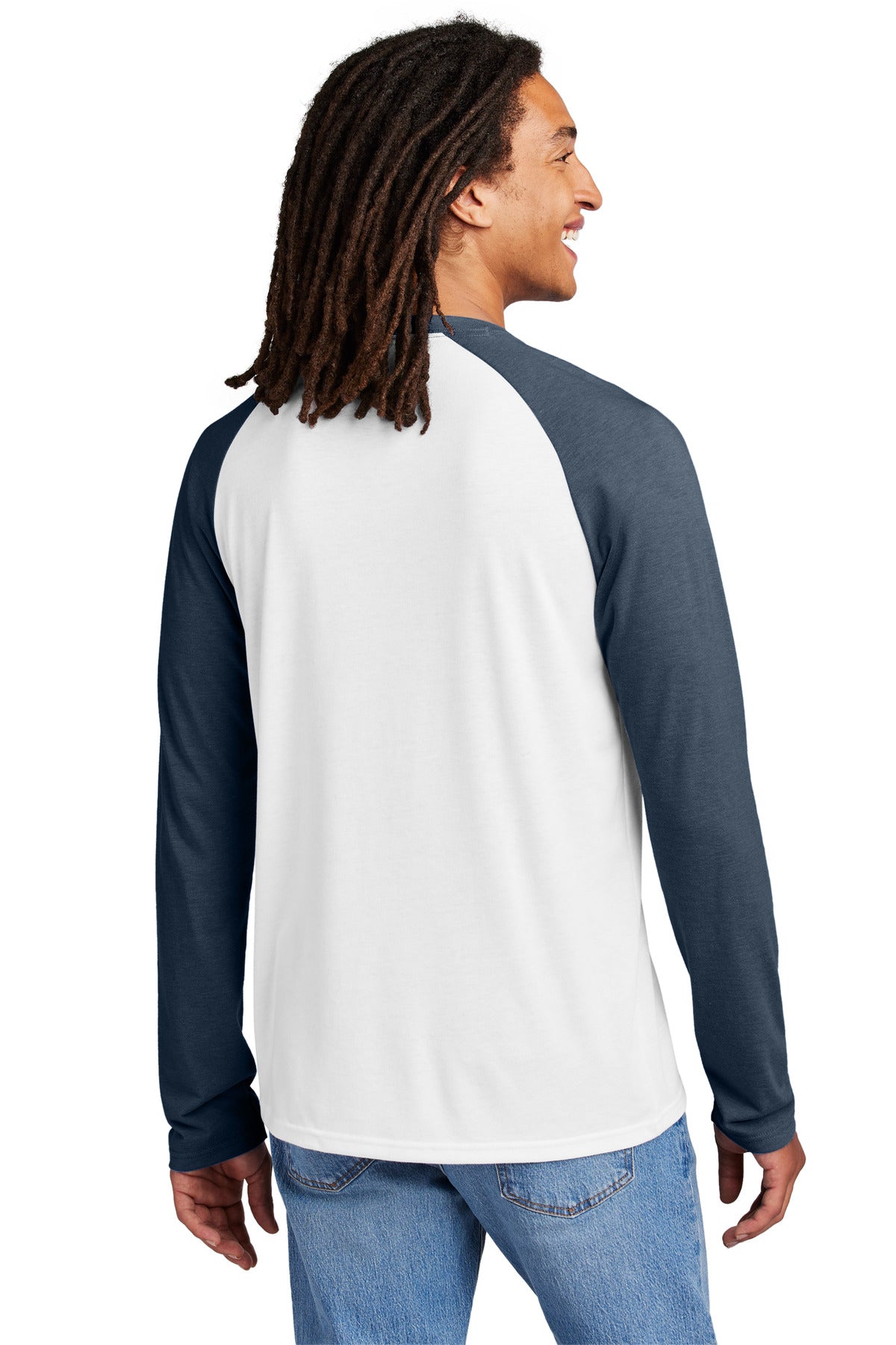 Custom Embroidered Allmade Unisex Tri-Blend Long Sleeve Colorblock Raglan AL6009,Rebel Blue/ Bright White