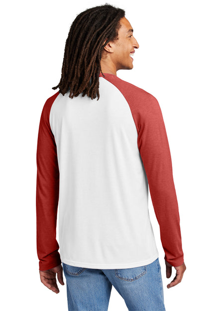 Custom Embroidered Allmade Unisex Tri-Blend Long Sleeve Colorblock Raglan AL6009,Rise Up Red/ Bright White