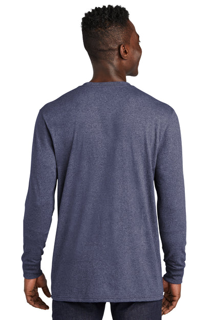 Custom Embroidered Allmade Unisex Long Sleeve Recycled Blend Tee AL6204,Salvaged Navy Heather