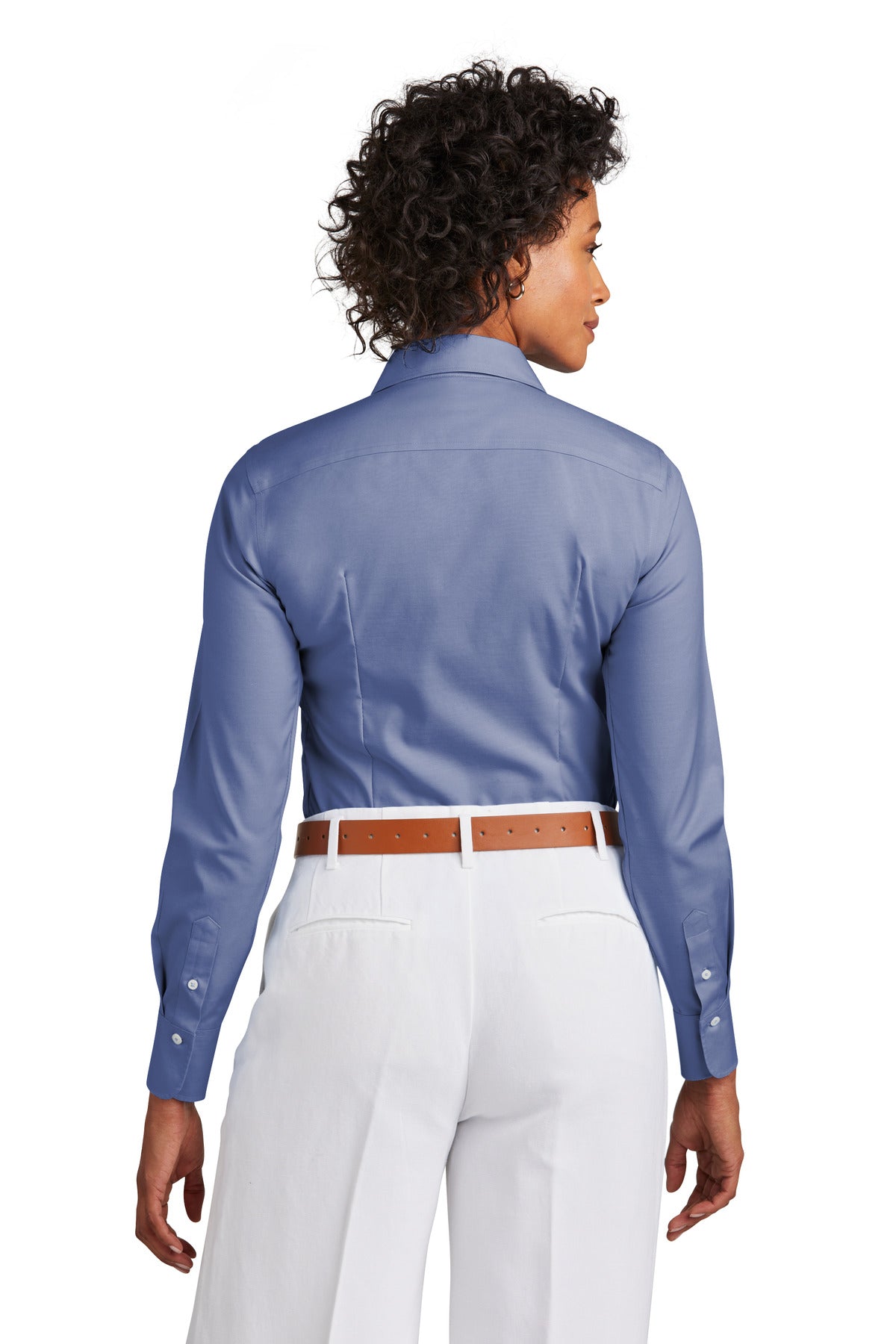 Custom Embroidered Brooks Brothers Women's Wrinkle-Free Stretch Pinpoint Shirt BB18001,Cobalt Blue