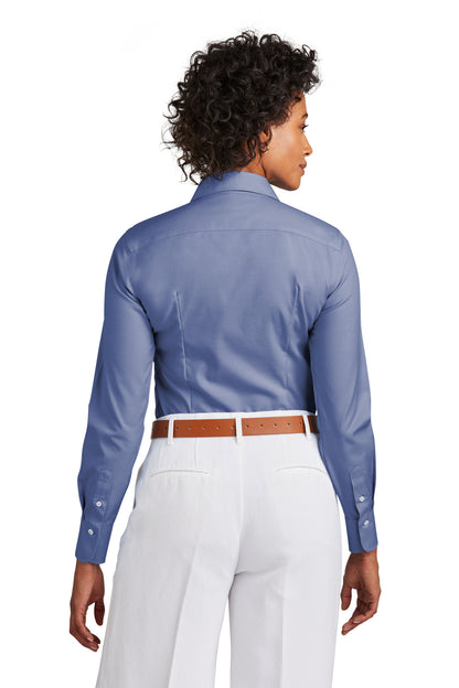 Custom Embroidered Brooks Brothers Women's Wrinkle-Free Stretch Pinpoint Shirt BB18001,Cobalt Blue