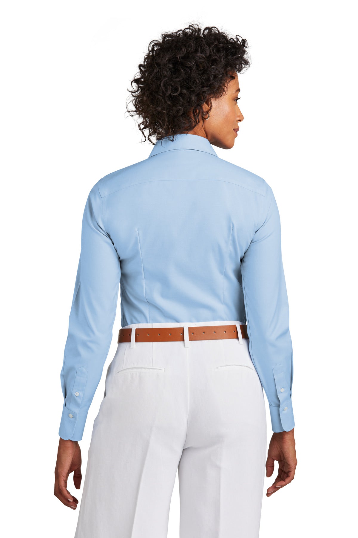 Custom Embroidered Brooks Brothers Women's Wrinkle-Free Stretch Pinpoint Shirt BB18001,Newport Blue