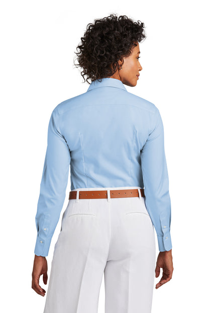 Custom Embroidered Brooks Brothers Women's Wrinkle-Free Stretch Pinpoint Shirt BB18001,Newport Blue