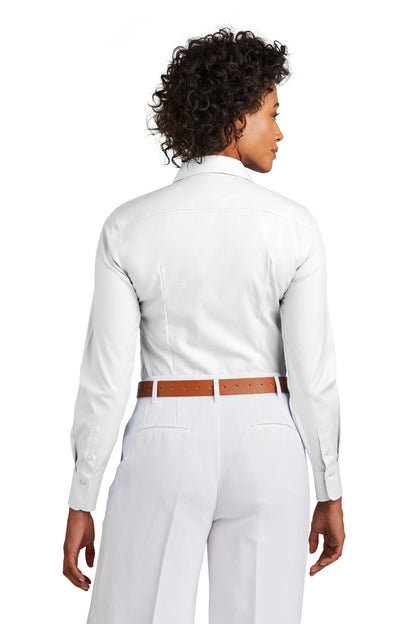 Custom Embroidered Brooks Brothers Women's Wrinkle-Free Stretch Pinpoint Shirt BB18001,White